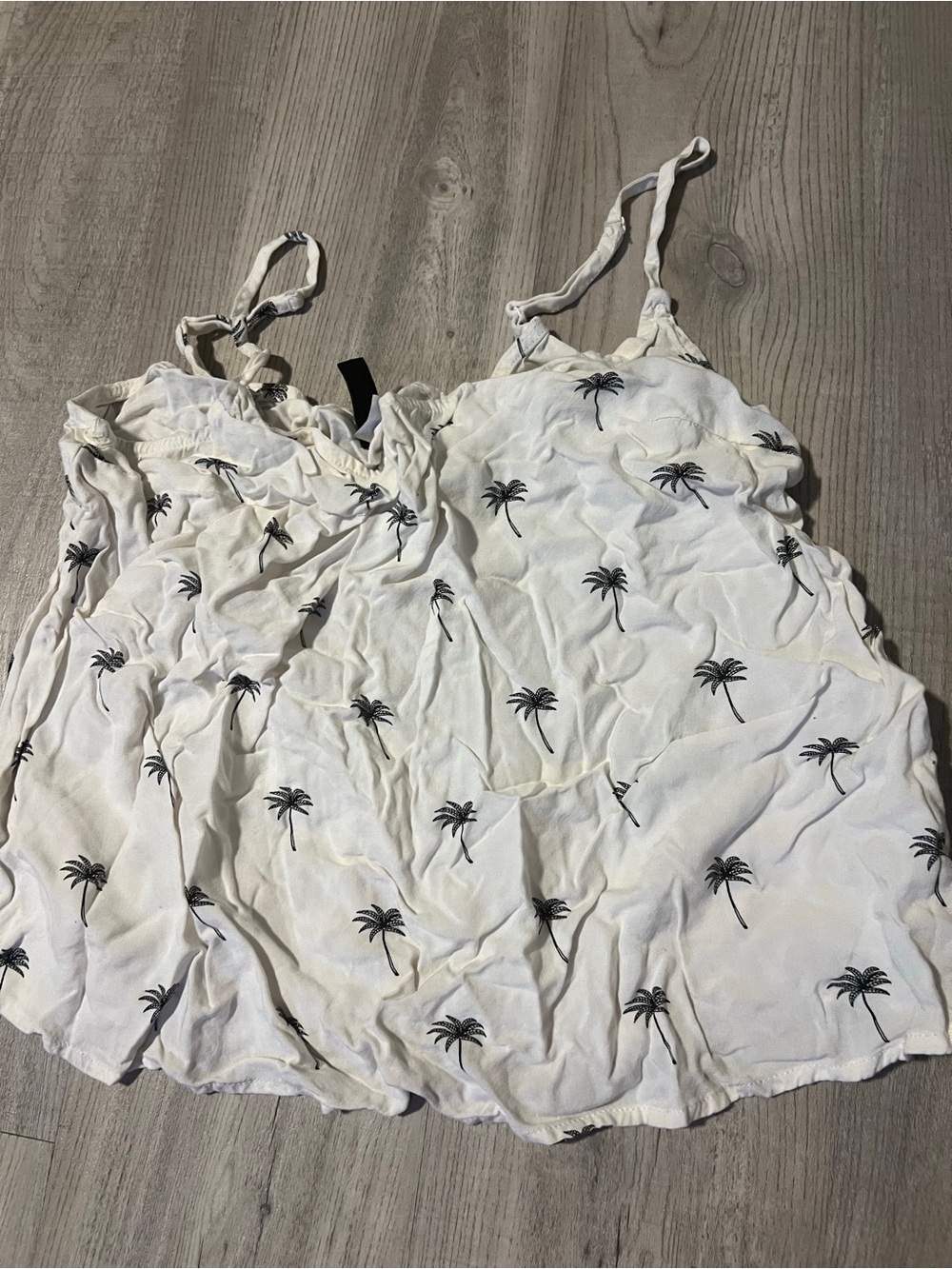 Divided White Palm-Print Spaghetti Strap Tank Top